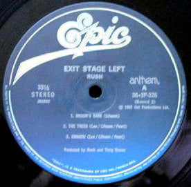 Rush - Exit...Stage Left (2xVinyl, LP, Album, Stereo) Very Good (VG) / Very Good Plus (VG+)