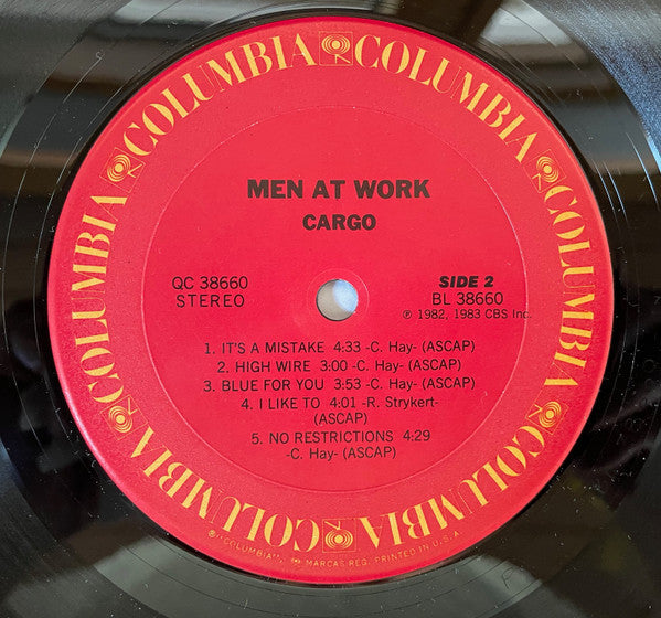 Men At Work - Cargo (Vinyl, LP, Album, Stereo) Good Plus (G+) / Very Good Plus (VG+)