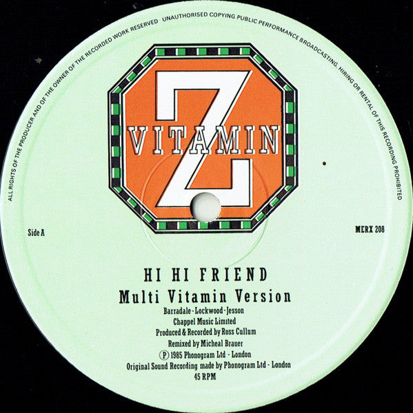 Vitamin Z - Hi Hi Friend (Vinyl, 12", 45 RPM) Very Good Plus (VG+) / Near Mint (NM or M-)