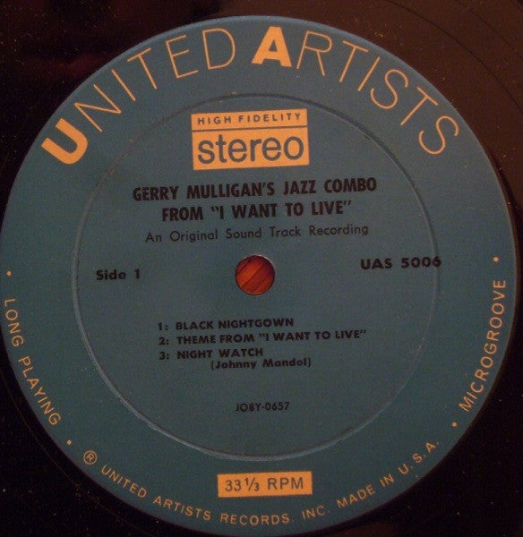 Gerry Mulligan - The Jazz Combo From "I Want To Live!" (Vinyl, LP, Album, Stereo) Very Good (VG) / Very Good (VG)