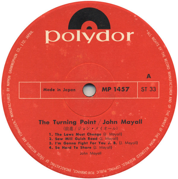 John Mayall - The Turning Point (Vinyl, LP, Album) Good Plus (G+) / Very Good (VG)