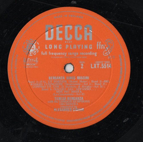 Gioacchino Rossini - Berganza Sings Rossini (Vinyl, LP, Mono) Very Good Plus (VG+) / Very Good Plus (VG+)