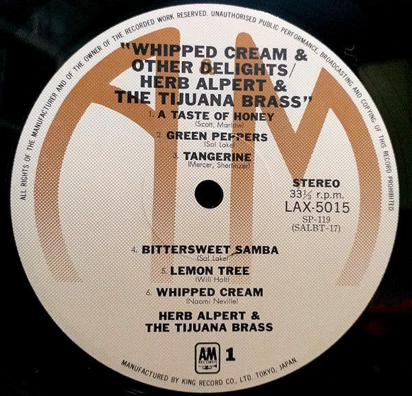 Herb Alpert & The Tijuana Brass - Whipped Cream & Other Delights (Vinyl, LP, Album, Reissue, Stereo) Very Good (VG) / Very Good Plus (VG+)