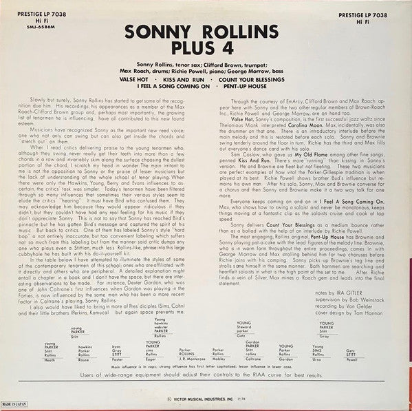 Sonny Rollins - Plus 4 (Vinyl, LP, Album, Mono, Reissue) Very Good (VG) / Very Good (VG)