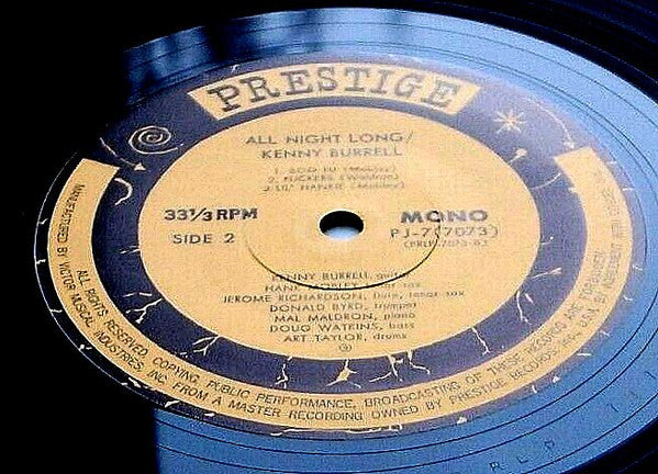 The Prestige All Stars - All Night Long (Vinyl, LP, Album, Misprint, Reissue, Mono) Very Good (VG) / Good Plus (G+)