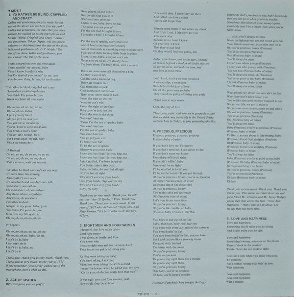 O.V. Wright - Live (Vinyl, LP, Album)