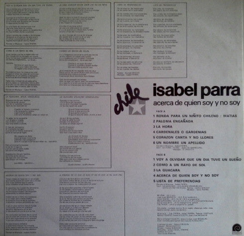 Isabel Parra - Acerca De Quién Soy Y No Soy (Vinyl, LP, Stereo, Mono) Very Good (VG) / Good Plus (G+)