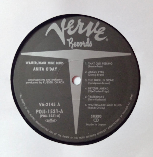 Anita O'Day - Waiter, Make Mine Blues (Vinyl, LP, Reissue, Stereo) Good Plus (G+) / Very Good Plus (VG+)