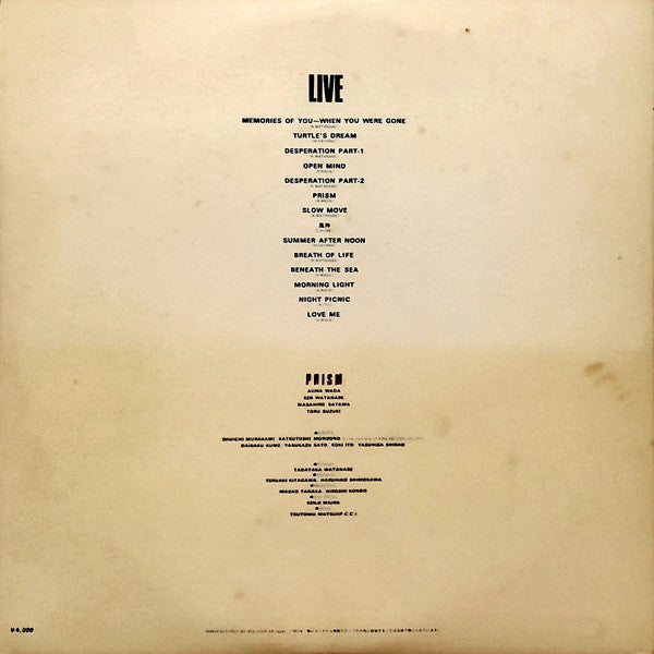 Prism (9) - Prism Live (2xVinyl, LP, Stereo) Very Good Plus (VG+) / Very Good (VG)