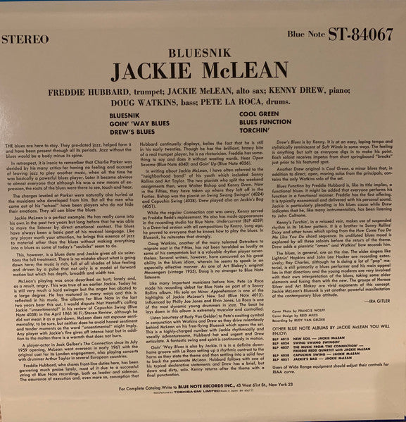 Jackie McLean - Bluesnik (Vinyl, LP, Album, Stereo, Reissue, Limited Edition) Near Mint (NM or M-) / Near Mint (NM or M-)
