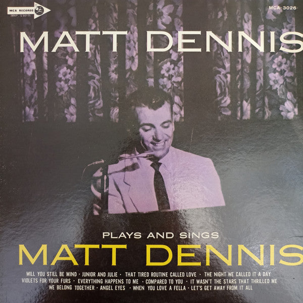 Matt Dennis - Plays And Sings Matt Dennis (Vinyl, LP, Album, Mono) Very Good Plus (VG+) / Very Good Plus (VG+)