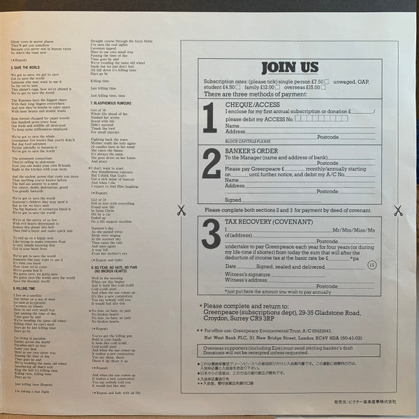 Various - Greenpeace (Vinyl, LP, Compilation, Stereo) Very Good Plus (VG+) / Very Good (VG)