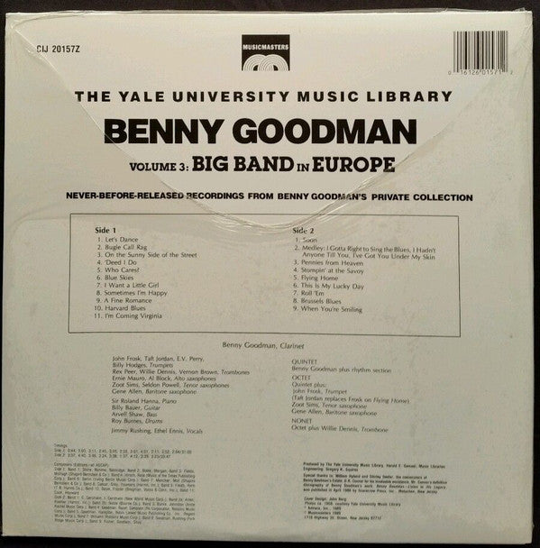 Benny Goodman - The Benny Goodman Yale Archives - Volume 3: Big Band In Europe (Vinyl, LP, Stereo) Mint (M) / Mint (M)