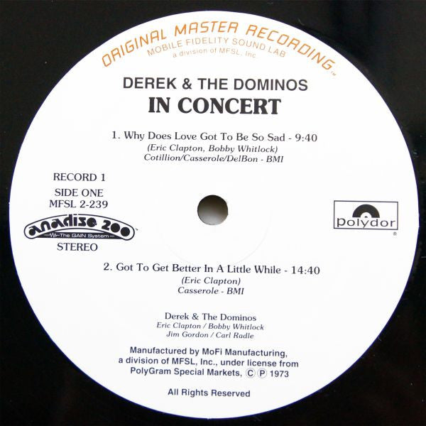 Derek & The Dominos - In Concert (2xVinyl, LP, Album, Limited Edition, Numbered, Reissue, Remastered) Near Mint (NM or M-) / Very Good Plus (VG+)