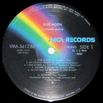 Carmen McRae - Blue Moon (Vinyl, LP, Album, Reissue, Mono) Near Mint (NM or M-) / Very Good Plus (VG+)