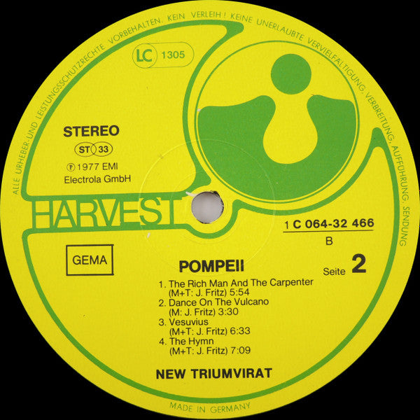 Triumvirat - Pompeii (Vinyl, LP, Album, Stereo) Very Good Plus (VG+) / Good Plus (G+)