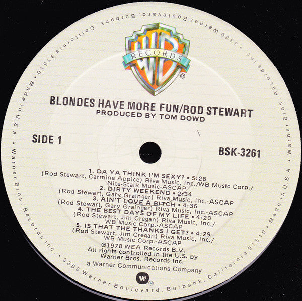 Rod Stewart - Blondes Have More Fun (Vinyl, LP, Album, Stereo) Very Good Plus (VG+) / Very Good (VG)