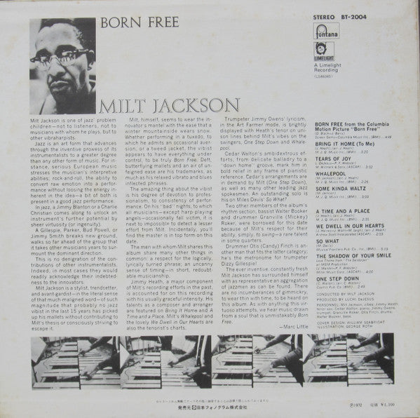 Milt Jackson - Born Free (Vinyl, LP, Album, Reissue, Stereo)