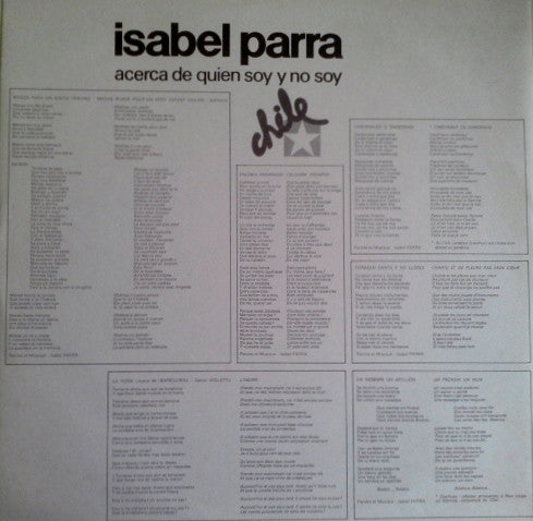 Isabel Parra - Acerca De Quién Soy Y No Soy (Vinyl, LP, Stereo, Mono) Very Good (VG) / Good Plus (G+)