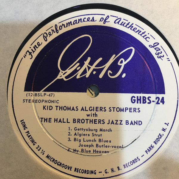 Kid Thomas And His Algiers Stompers - Kid Thomas And The Algiers Stompers + The Hall Brothers Jazz Band (Vinyl, LP) Very Good Plus (VG+) / Very Good (VG)