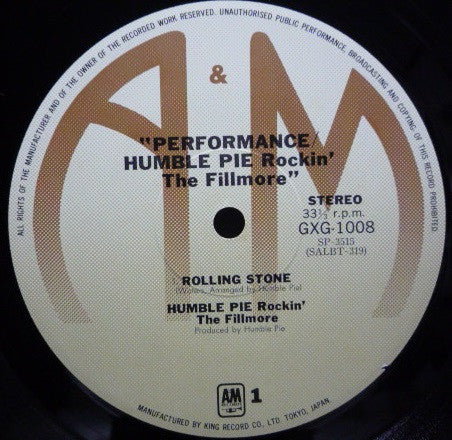 Humble Pie - Performance: Rockin' The Fillmore (2xVinyl, LP, Album, Reissue) Very Good (VG) / Good Plus (G+)