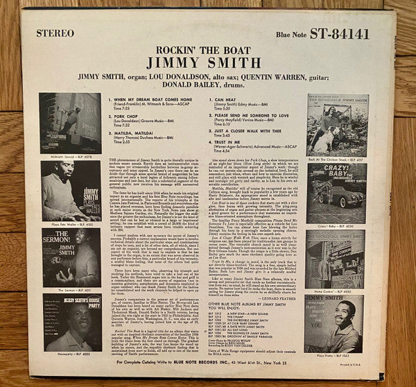 Jimmy Smith - Rockin' The Boat (Vinyl, LP, Album, Stereo, Repress) Very Good Plus (VG+) / Very Good (VG)