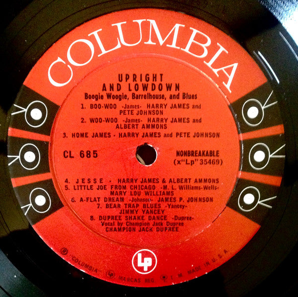 Various - Upright And Lowdown "Boogie Woogie, Barrelhouse, And Blues" (Vinyl, LP, Album, Compilation) Good Plus (G+) / Fair (F)