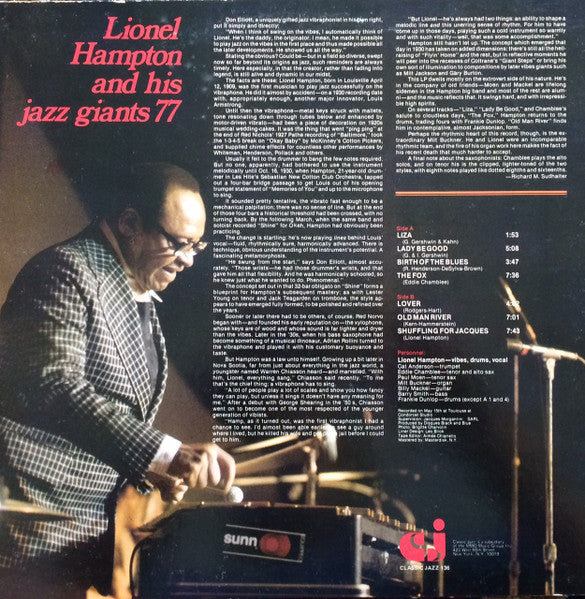 Lionel Hampton & His Giants Of Jazz - Lionel Hampton And His Jazz Giants 77 (Vinyl, LP, Album) Very Good Plus (VG+) / Very Good Plus (VG+)