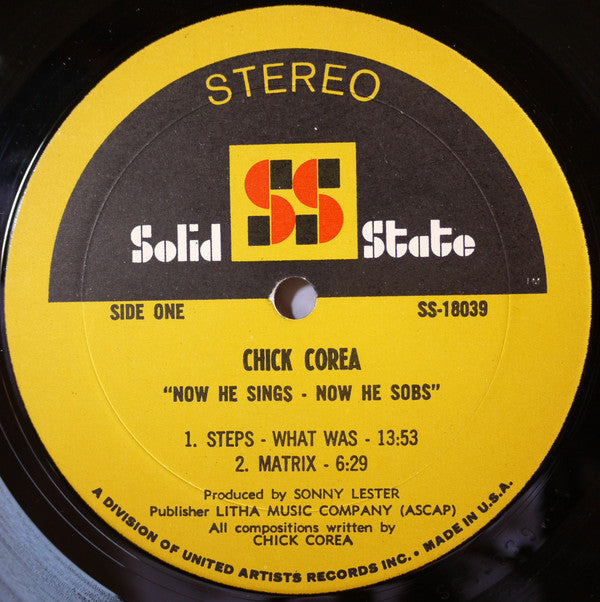 Chick Corea - Now He Sings, Now He Sobs (Vinyl, LP, Album, Stereo)