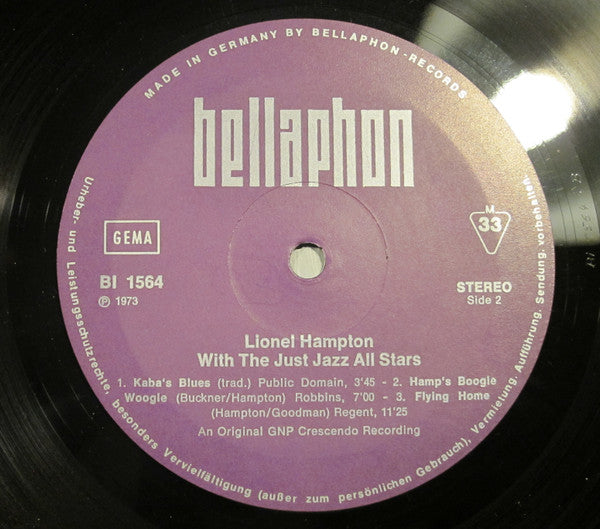 Lionel Hampton - Lionel Hampton And The Just Jazz All Stars (Vinyl, LP, Album, Stereo) Very Good (VG) / Good Plus (G+)