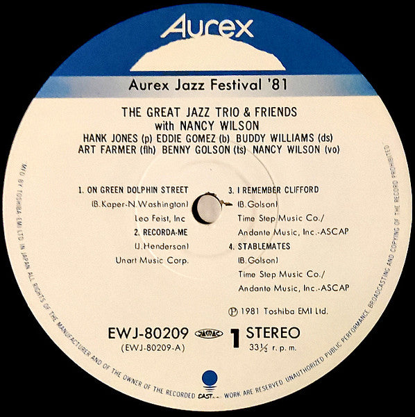 The Great Jazz Trio - Aurex Jazz Festival '81 (Vinyl, LP, Album) Very Good Plus (VG+) / Very Good Plus (VG+)