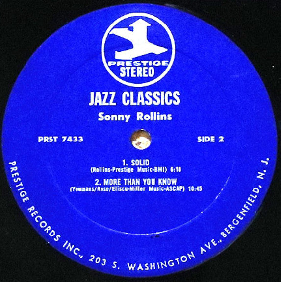 Sonny Rollins - Jazz Classics (Vinyl, LP, Album, Reissue, Remastered, Stereo) Very Good (VG) / Good (G)