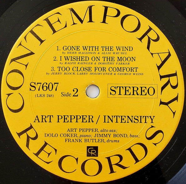 Art Pepper - Intensity (Vinyl, LP, Album, Reissue, Repress, Stereo) Near Mint (NM or M-) / Very Good Plus (VG+)