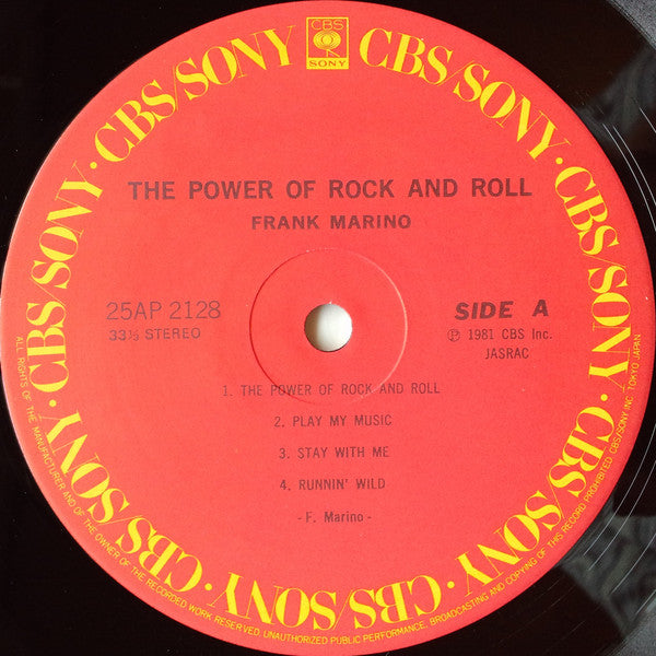 Frank Marino - The Power Of Rock And Roll (Vinyl, LP, Album) Near Mint (NM or M-) / Very Good (VG)