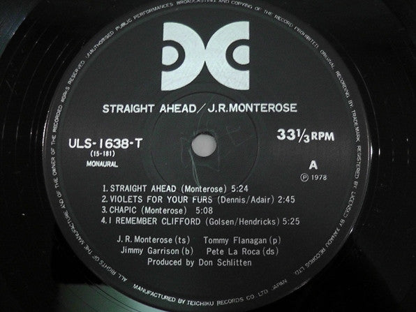 J.R. Monterose - Straight Ahead (Vinyl, LP, Limited Edition, Reissue, Mono) Very Good (VG) / Very Good Plus (VG+)