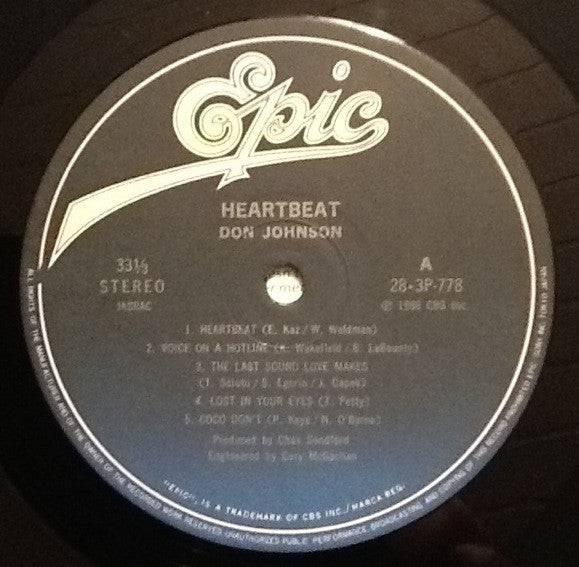 Don Johnson - Heartbeat (Vinyl, LP, Album) Very Good Plus (VG+) / Near Mint (NM or M-)
