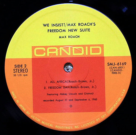 Max Roach - We Insist! Max Roach's Freedom Now Suite (Vinyl, LP, Album, Reissue, Stereo) Very Good Plus (VG+) / Very Good (VG)