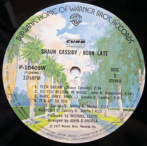 Shaun Cassidy - Born Late (Vinyl, LP, Album) Very Good Plus (VG+) / Very Good Plus (VG+)