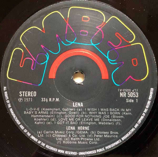 Lena Horne - Lena (Vinyl, LP, Stereo) Very Good (VG) / Very Good (VG)