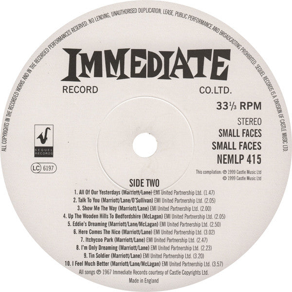 Small Faces - Small Faces (Vinyl, Vinyl, LP, Reissue, Remastered, Stereo, 7", Single Sided) Very Good Plus (VG+) / Very Good Plus (VG+)