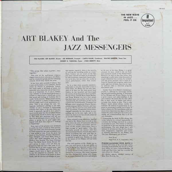 Art Blakey & The Jazz Messengers - Art Blakey & The Jazz Messengers (Vinyl, LP, Album, Reissue, Stereo) Very Good (VG) / Very Good (VG)
