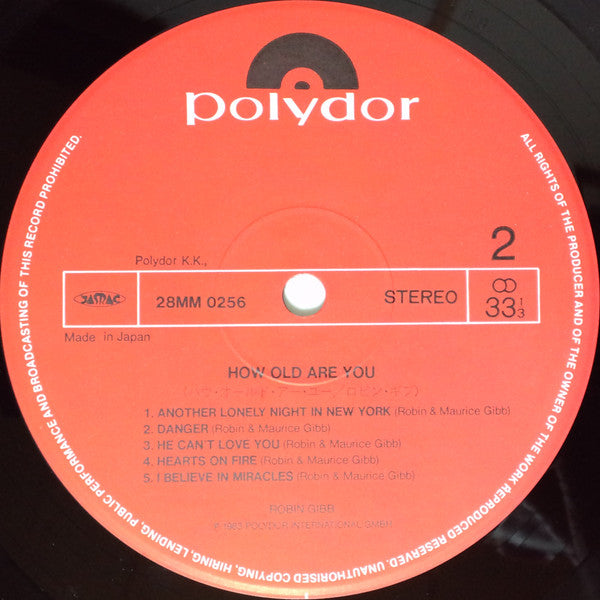 Robin Gibb - How Old Are You? (Vinyl, LP, Album, Stereo) Very Good Plus (VG+) / Very Good Plus (VG+)