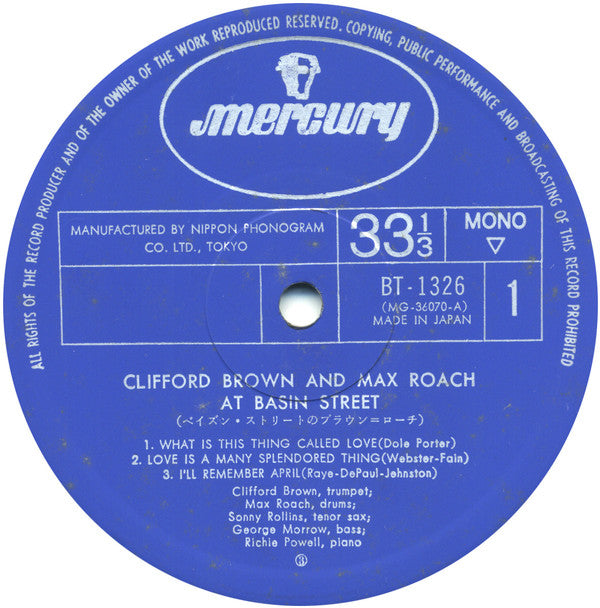Clifford Brown And Max Roach - At Basin Street (Vinyl, LP, Album, R...