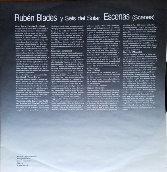 Ruben Blades - Escenas (Vinyl, LP, Album, Stereo) Good Plus (G+) / Very Good Plus (VG+)