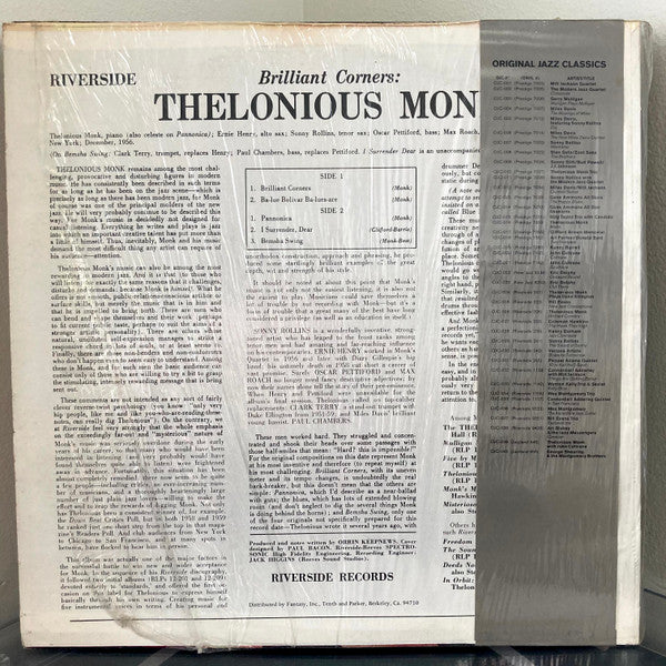 Thelonious Monk - Brilliant Corners (Vinyl, LP, Album, Reissue, Mono) Mint (M) / Mint (M)