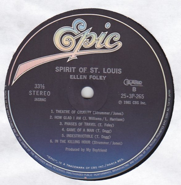 Ellen Foley - Spirit Of St. Louis (Vinyl, LP, Album) Very Good Plus (VG+) / Very Good (VG)
