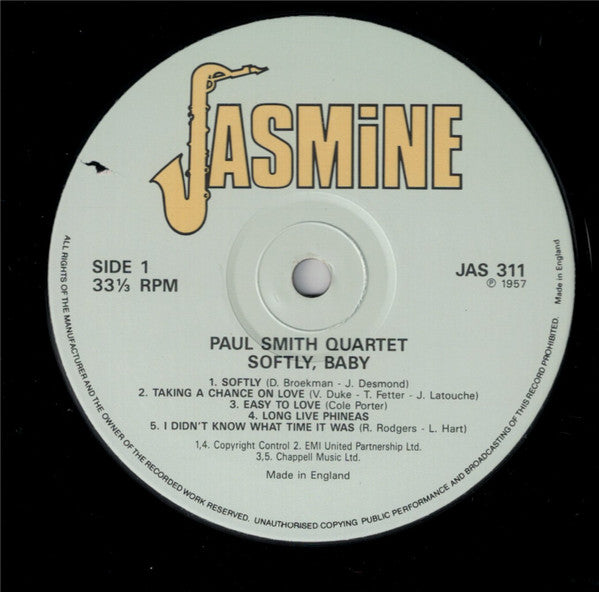 Paul Smith Quartet - Softly, Baby (Vinyl, LP, Reissue)