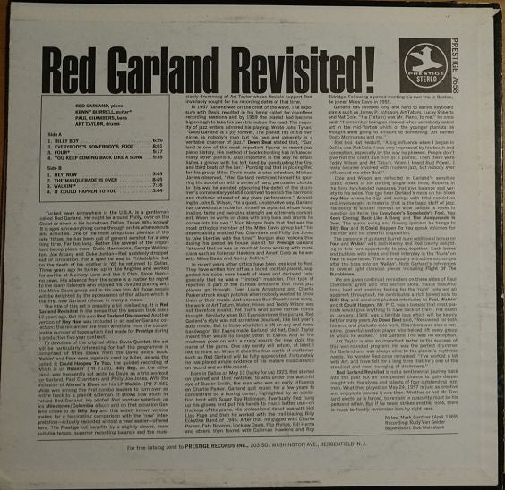 Red Garland - Red Garland Revisited! (Vinyl, LP, Album, Reissue, Remastered, Stereo) Very Good (VG) / Very Good (VG)
