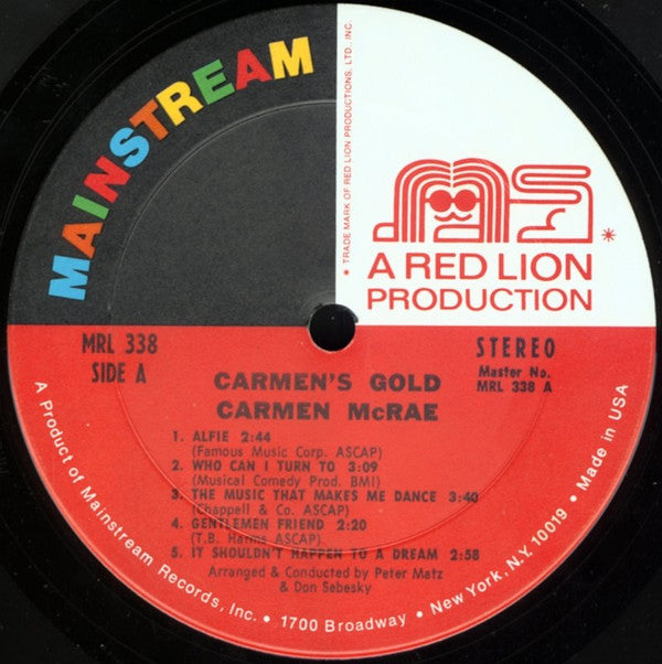 Carmen McRae - Carmen's Gold (Vinyl, LP, Album, Compilation) Very Good (VG) / Very Good (VG)