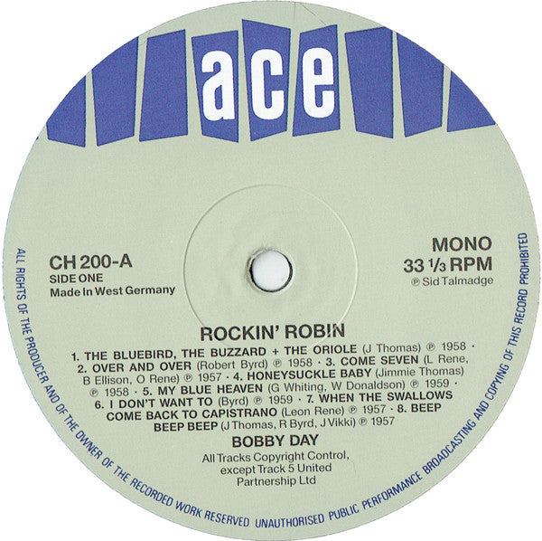 Bobby Day - Rockin' Robin (Vinyl, LP, Compilation, Mono) Very Good Plus (VG+) / Very Good (VG)